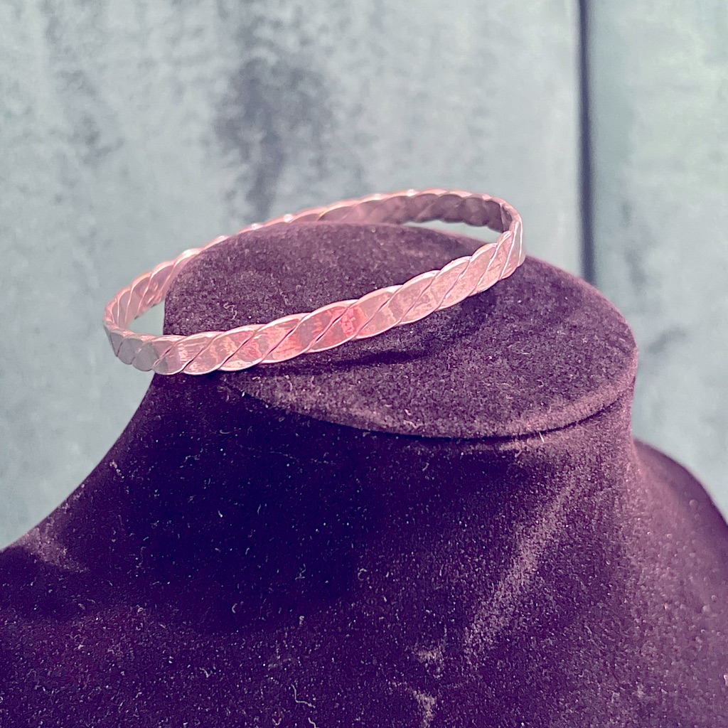 Mexico Stamped Eagle Sterling Silver Twist Braided Bangle Bracelet Vintage 30$